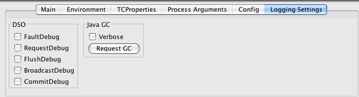 Terracotta Developer Console Server Logging Controls Panel
