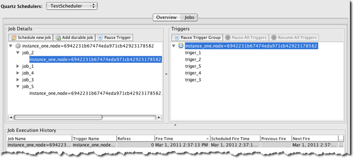 Terracotta Developer Console Quartz Scheduler Jobs Panel