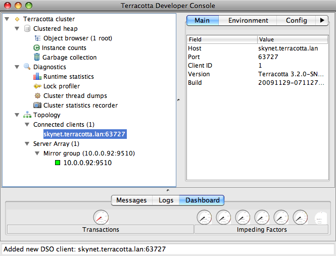 Terracotta Developer Console Showing Clients